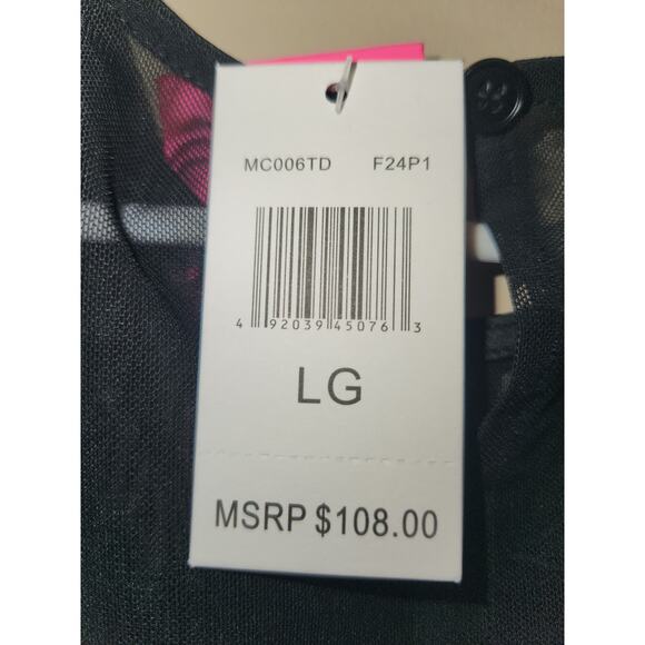 NWT With Jules Big Girls Long-Sleeve Printed Mesh Combo Dress Black Floral L - Picture 6 of 9